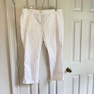 Crown & Ivy Charlotte White Ankle Pants Size 16 Preppy Summer Stretch Chinos